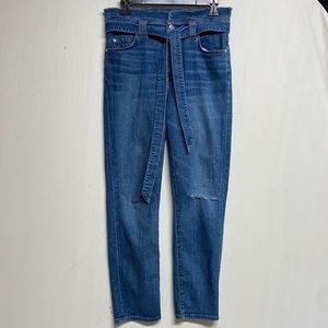 7 For‎ All Mankind Belted Paper Bag Jeans Size 28